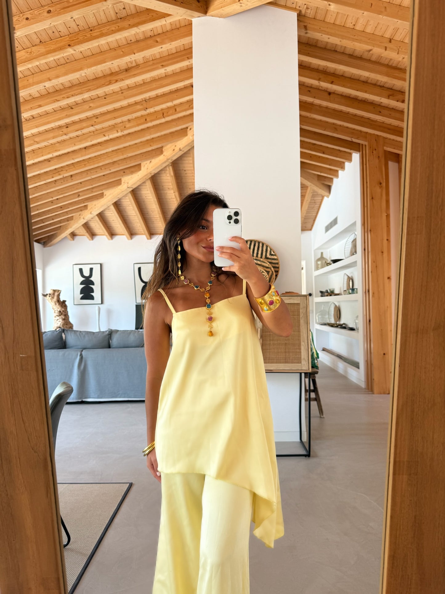 Butter Yellow Satin Set