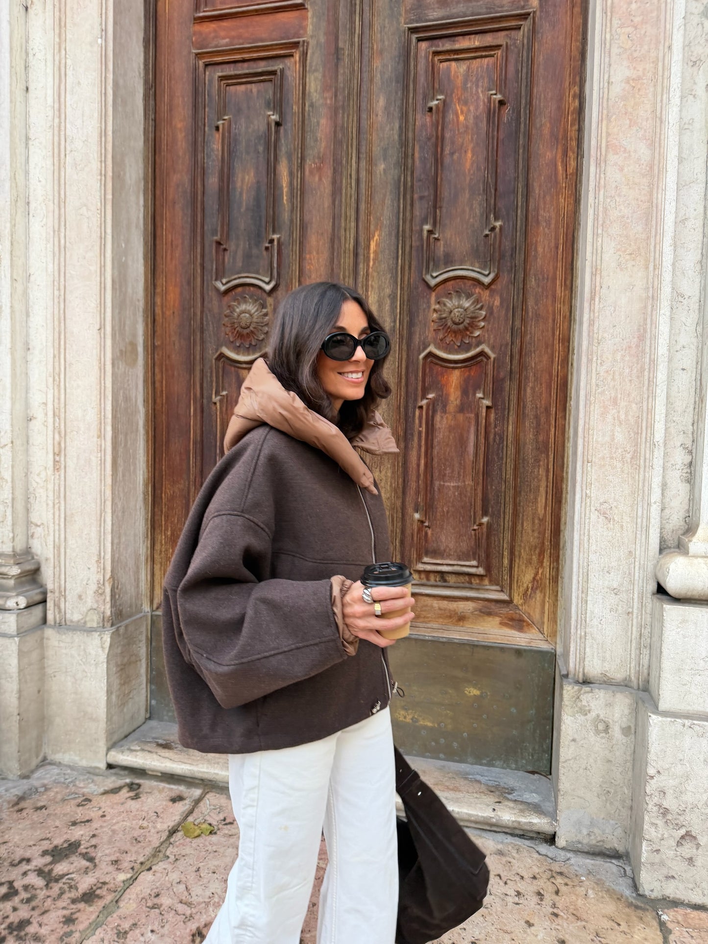 Elise Jacket in Brown and Caramel