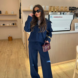 Knit Set with Zipper in Navy Blue