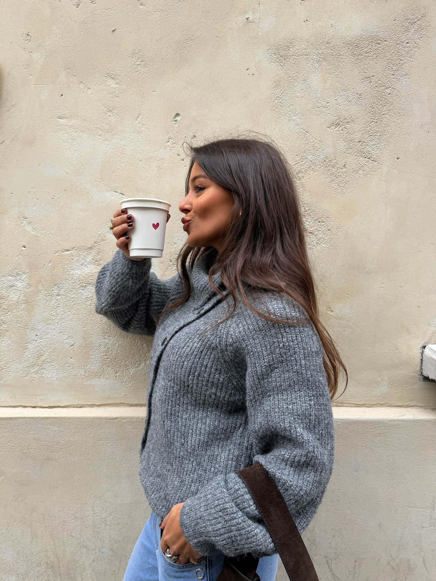 Emma Knit Cardigan In Gray