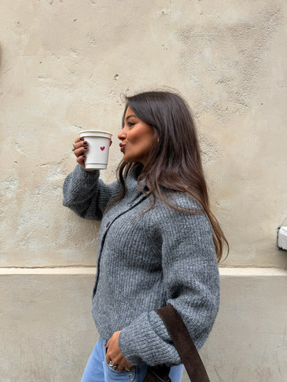 Emma Knit Cardigan In Gray