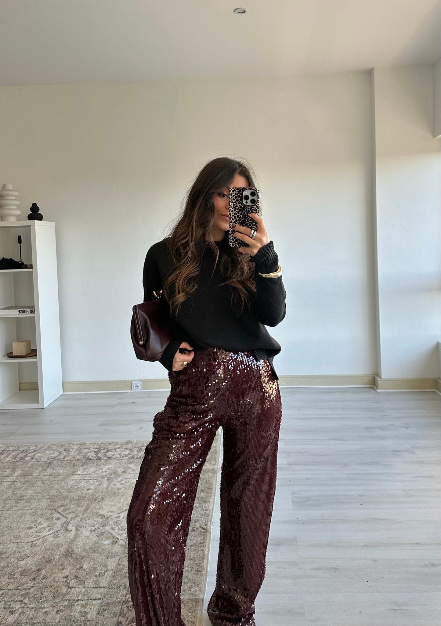 Burgundy Shiny Pants