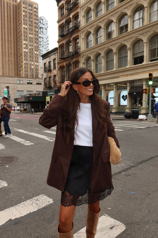 Chelsea Suede Blazer in Brown