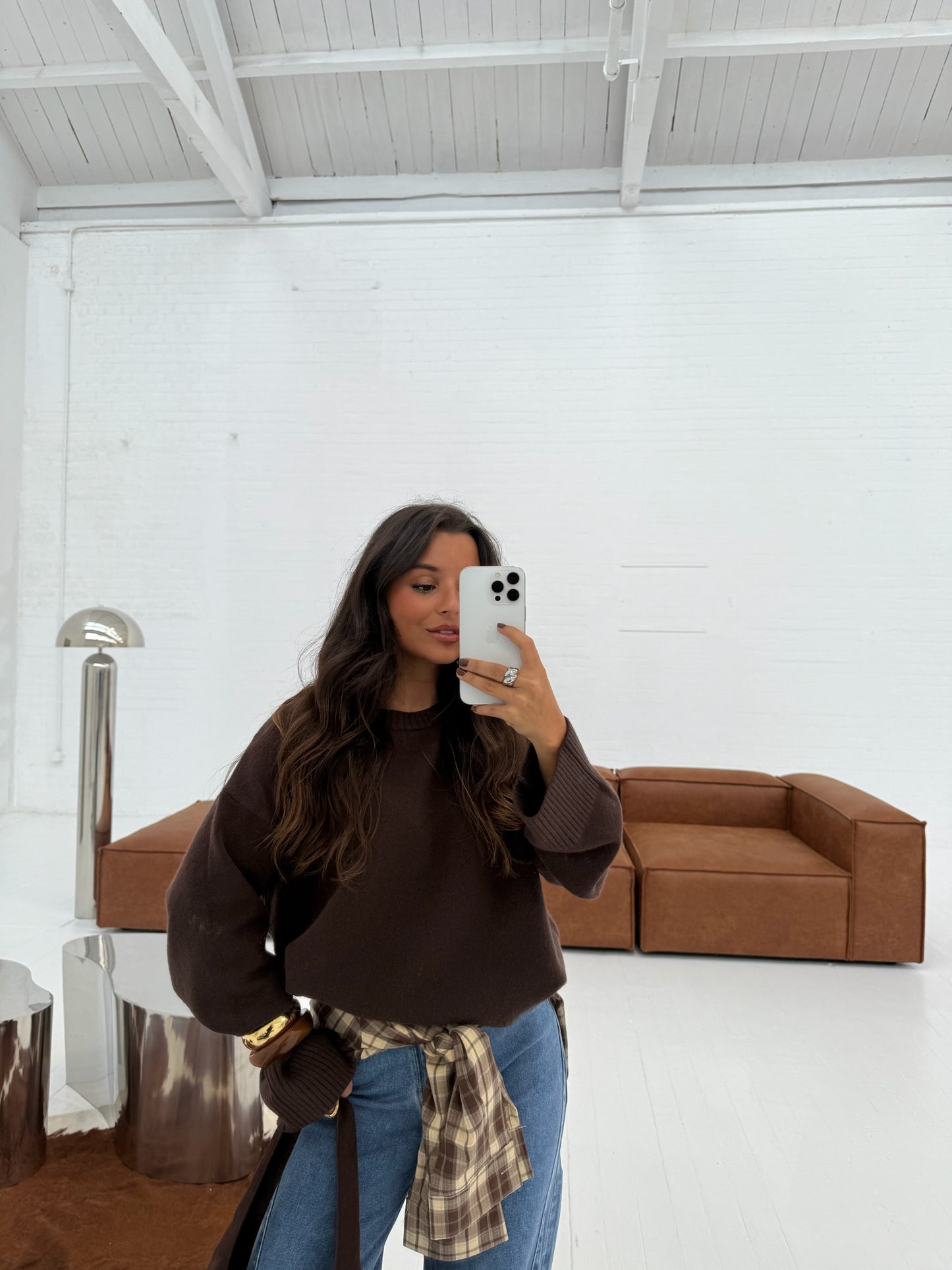 Soft Touch Knit Sweater in Brown