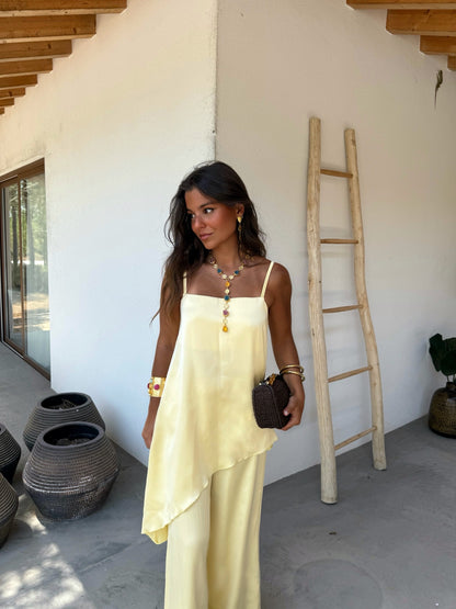 Butter Yellow Satin Set
