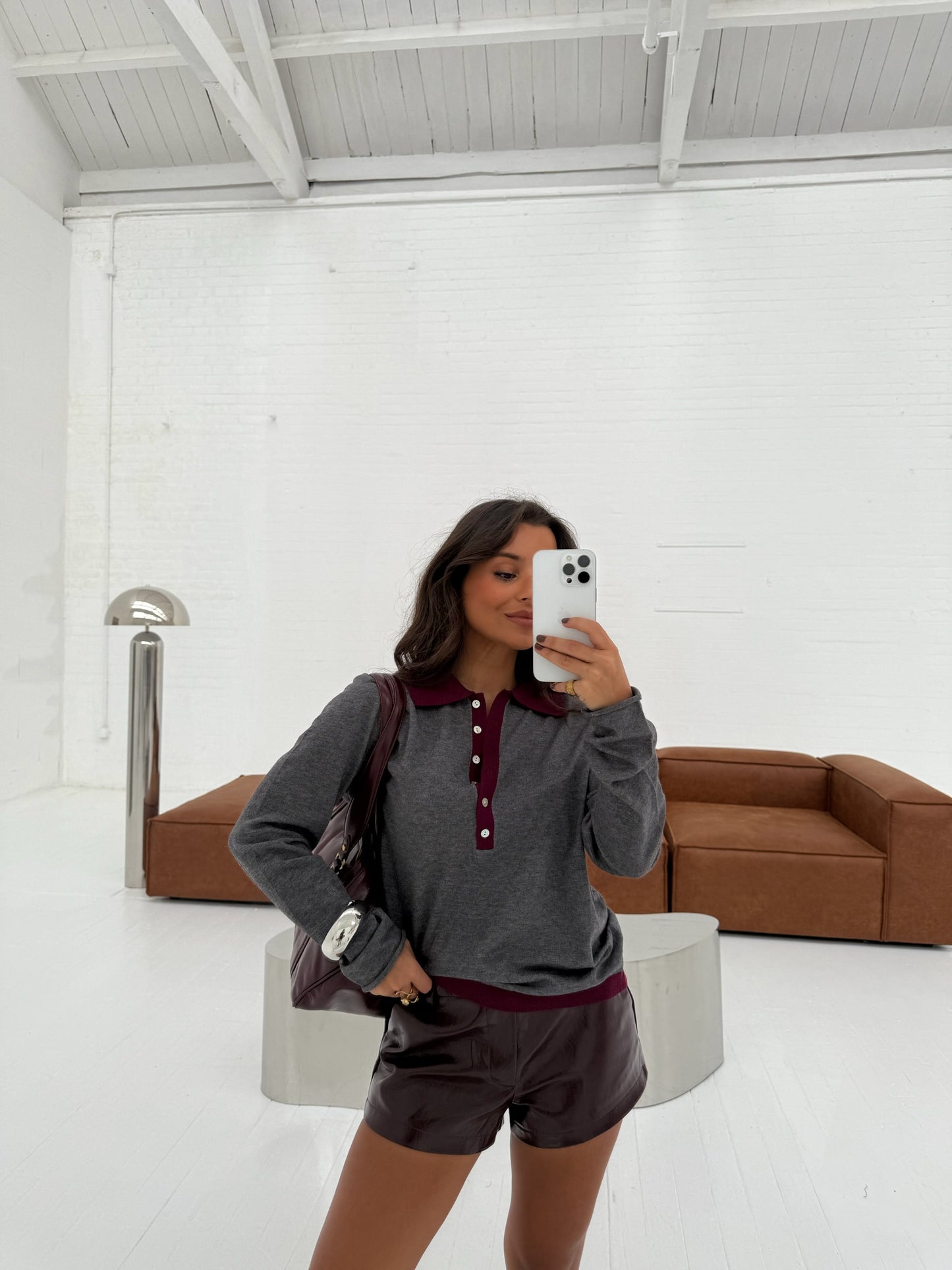 Grey Polo with Burgundy Details - Shipping 01/12 to 05/12