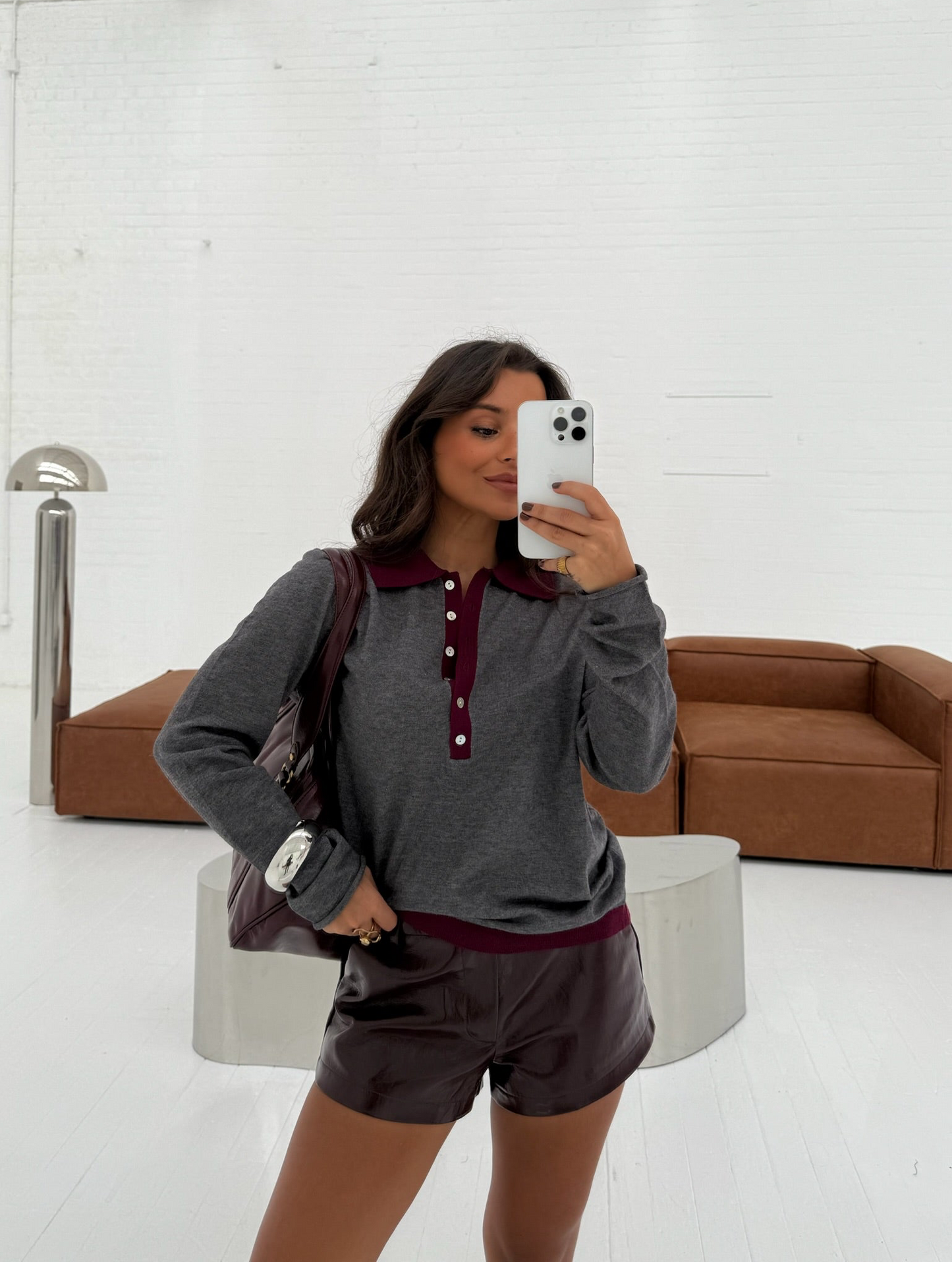 Grey Polo with Burgundy Details - Shipping 01/12 to 05/12