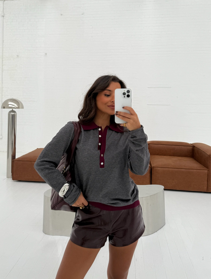Grey Polo with Burgundy Details - Shipping 01/12 to 05/12
