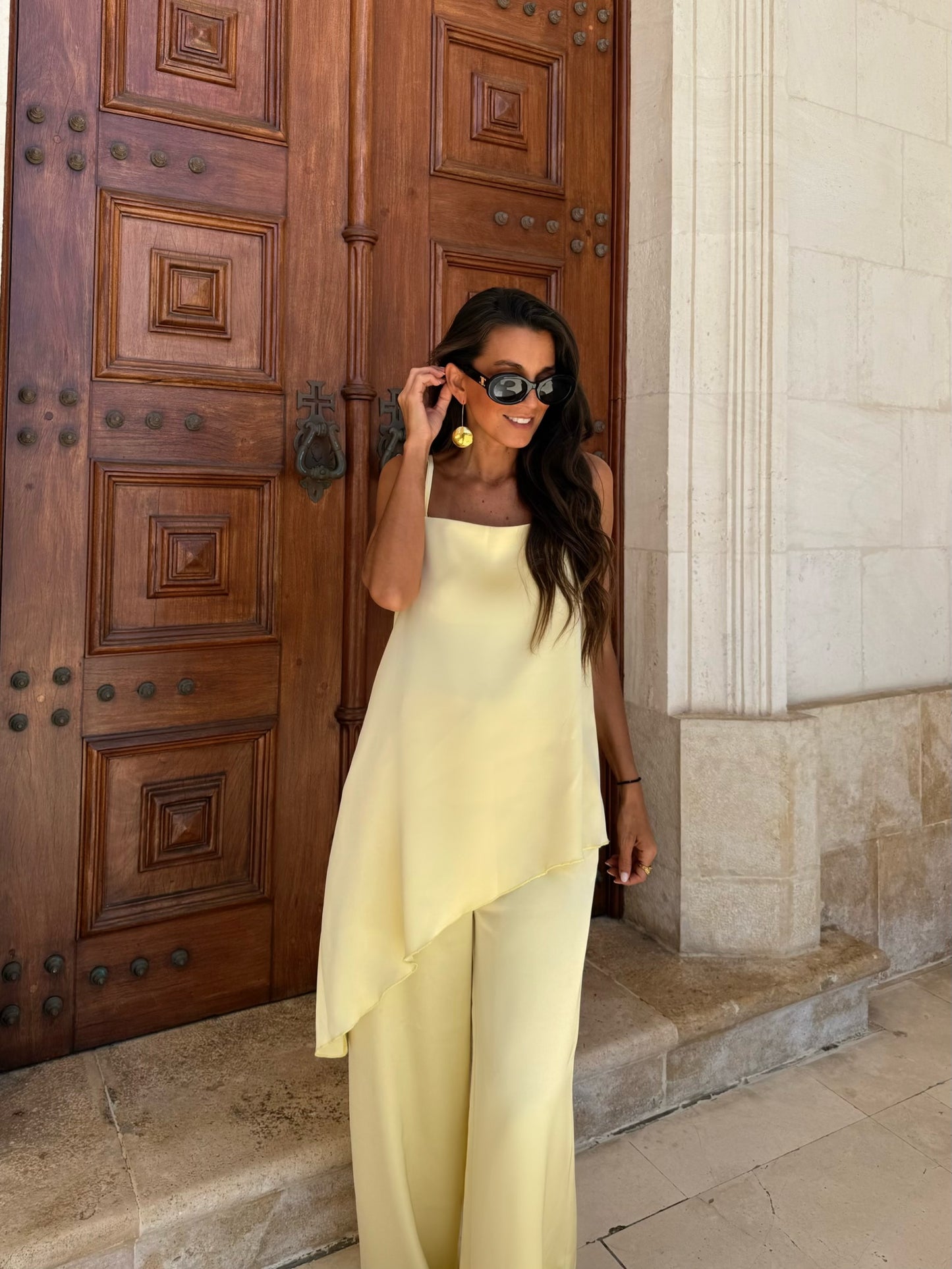 Butter Yellow Satin Set
