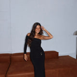 Cammy One Shoulder Dress in Black