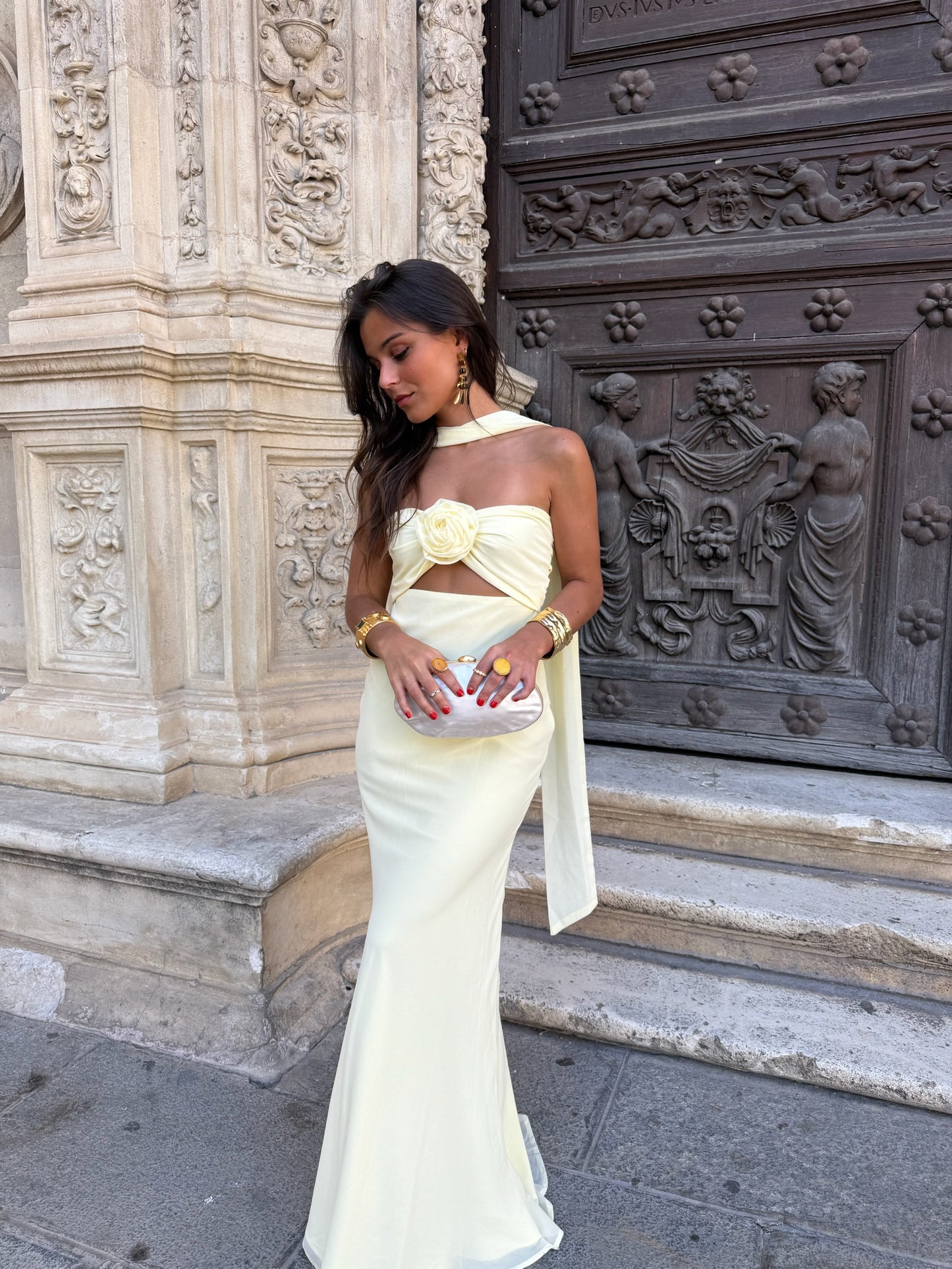 Pastel Yellow with Flower Dress