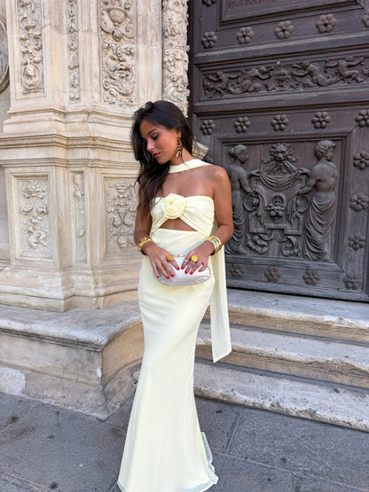 Pastel Yellow with Flower Dress