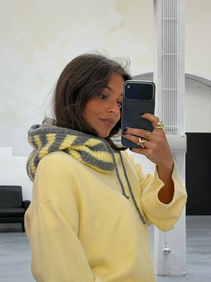 Striped Knit Balaclava in Yellow