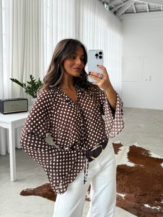 Polka Dot Blouse in Brown