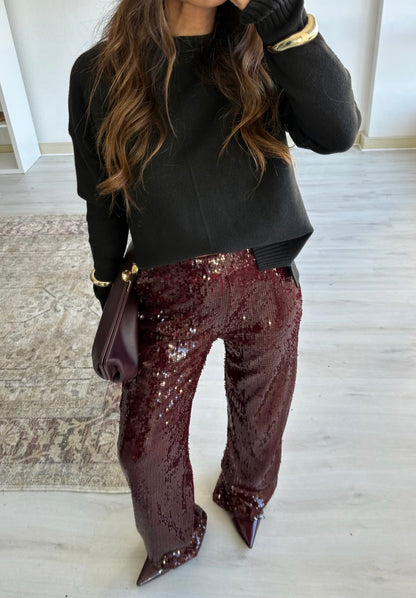 Burgundy Shiny Pants