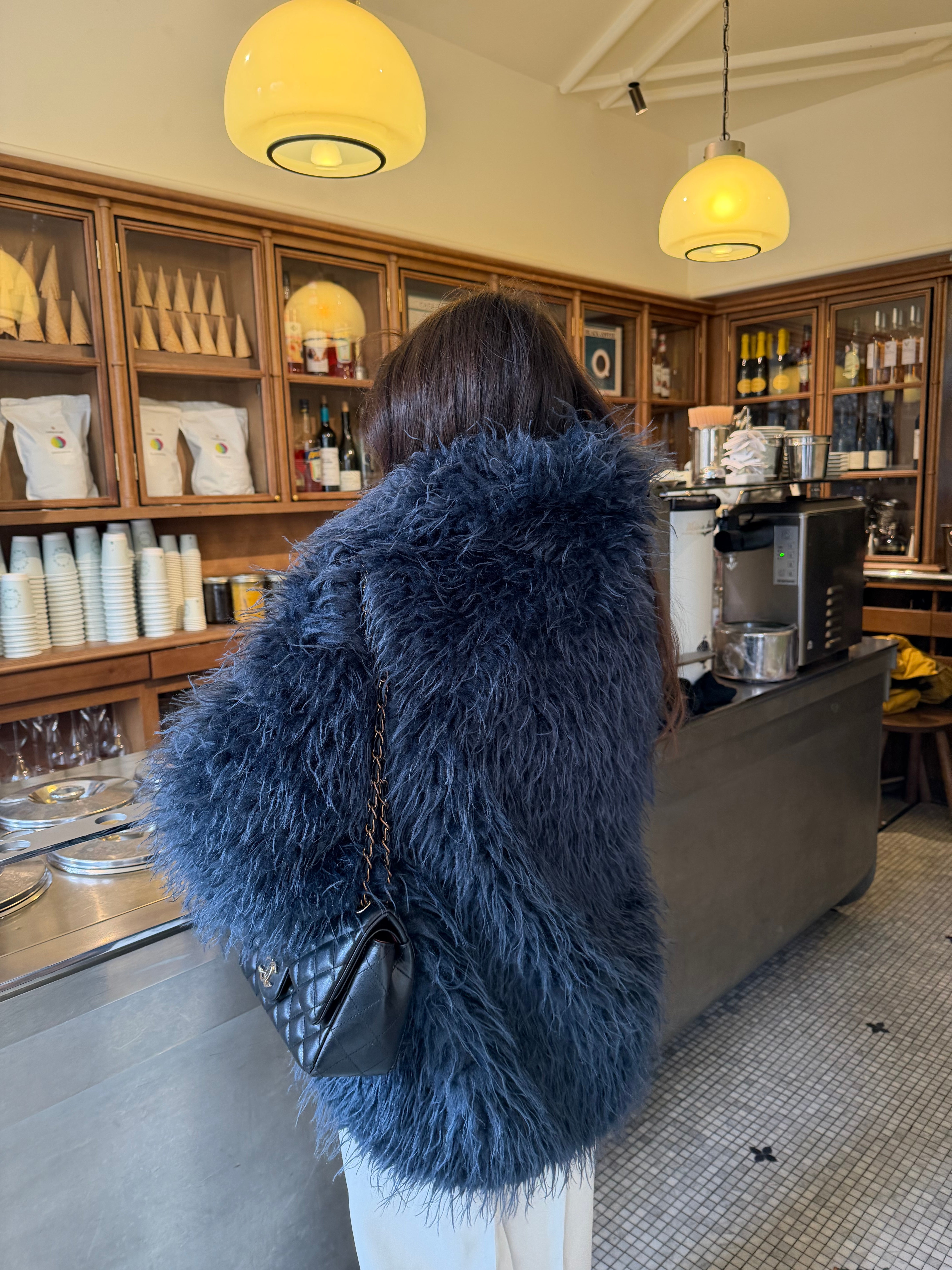 Curly Fur Jacket in Blue – MARTÏ Collection