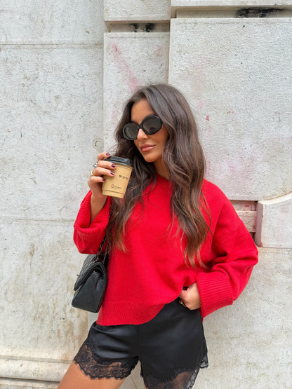 Soft Touch Knit Sweater in Red