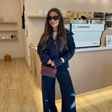 Knit Set with Zipper in Navy Blue
