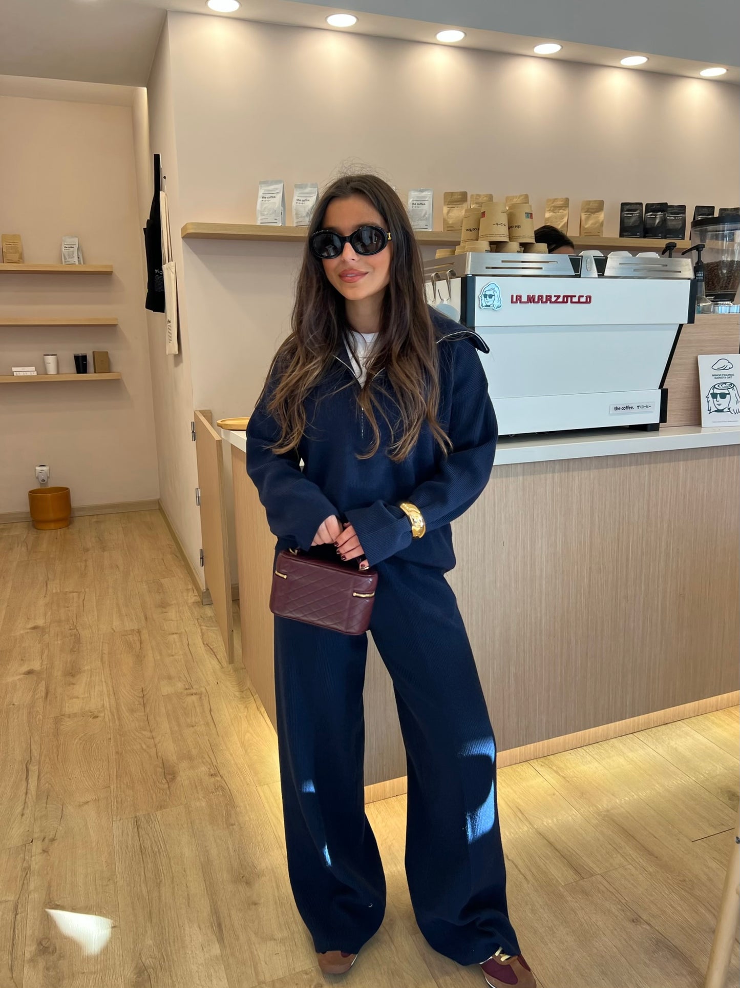 Knit Set with Zipper in Navy Blue