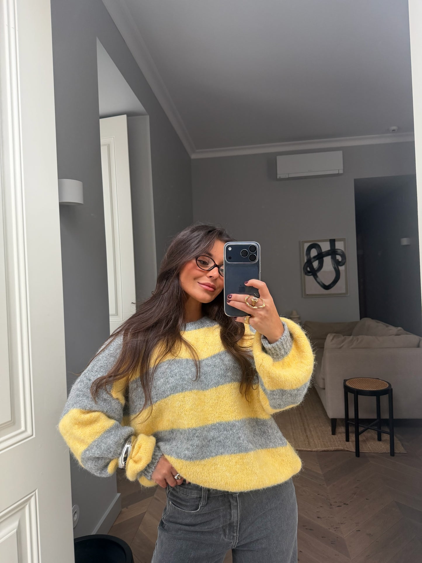 Ami Sweater in Grey and Yellow