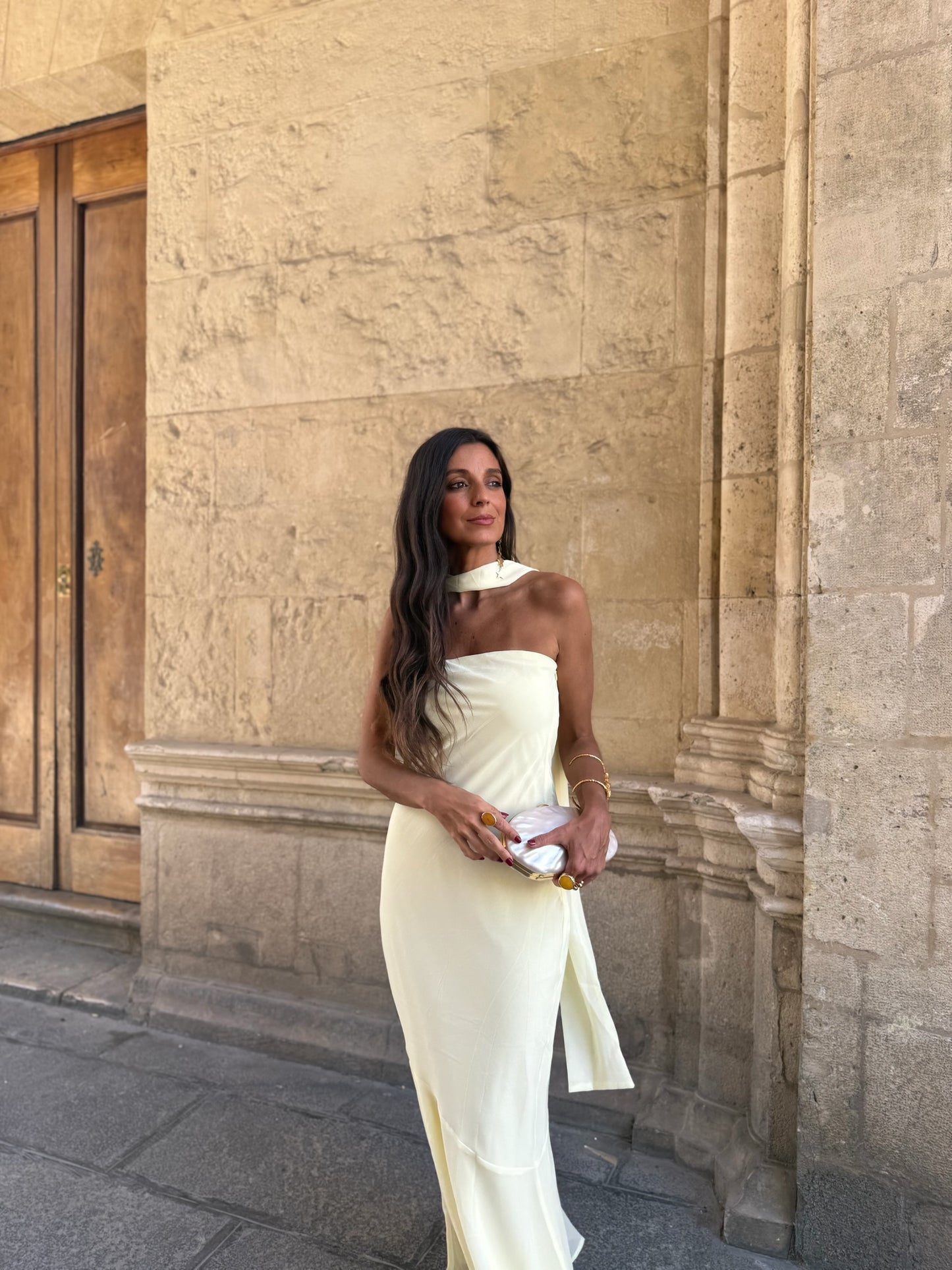 Barcelona Dress in Pastel Yellow