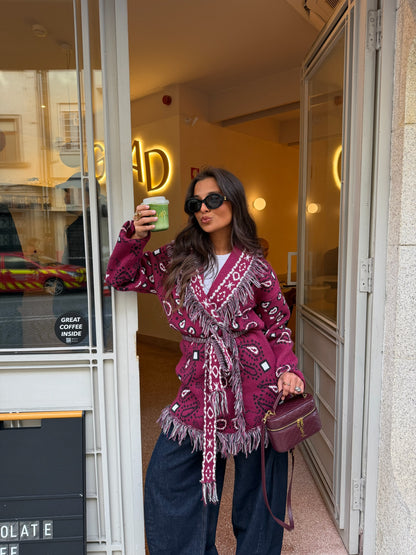 Bandana Long Jacket in Burgundy - Shipping/Envio 20/02