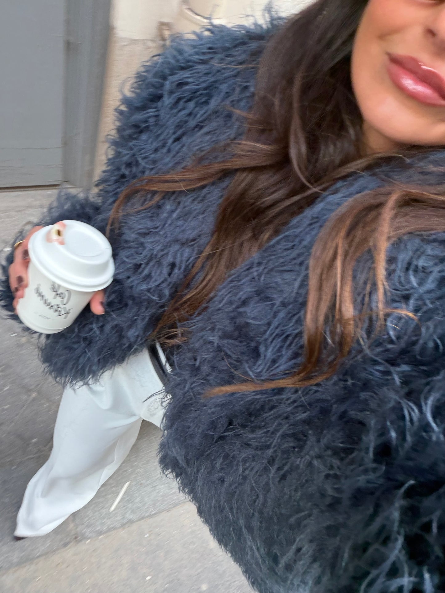 Curly Fur Jacket in Blue - Shipping 28/11