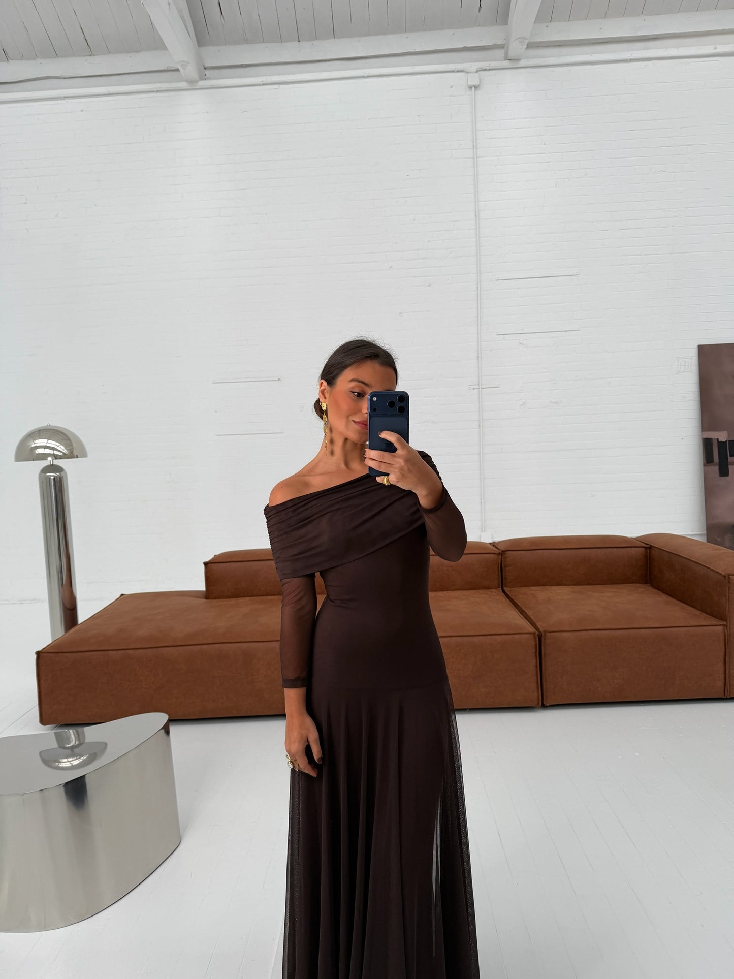 Toledo Dress with Long Sleeve in Brown