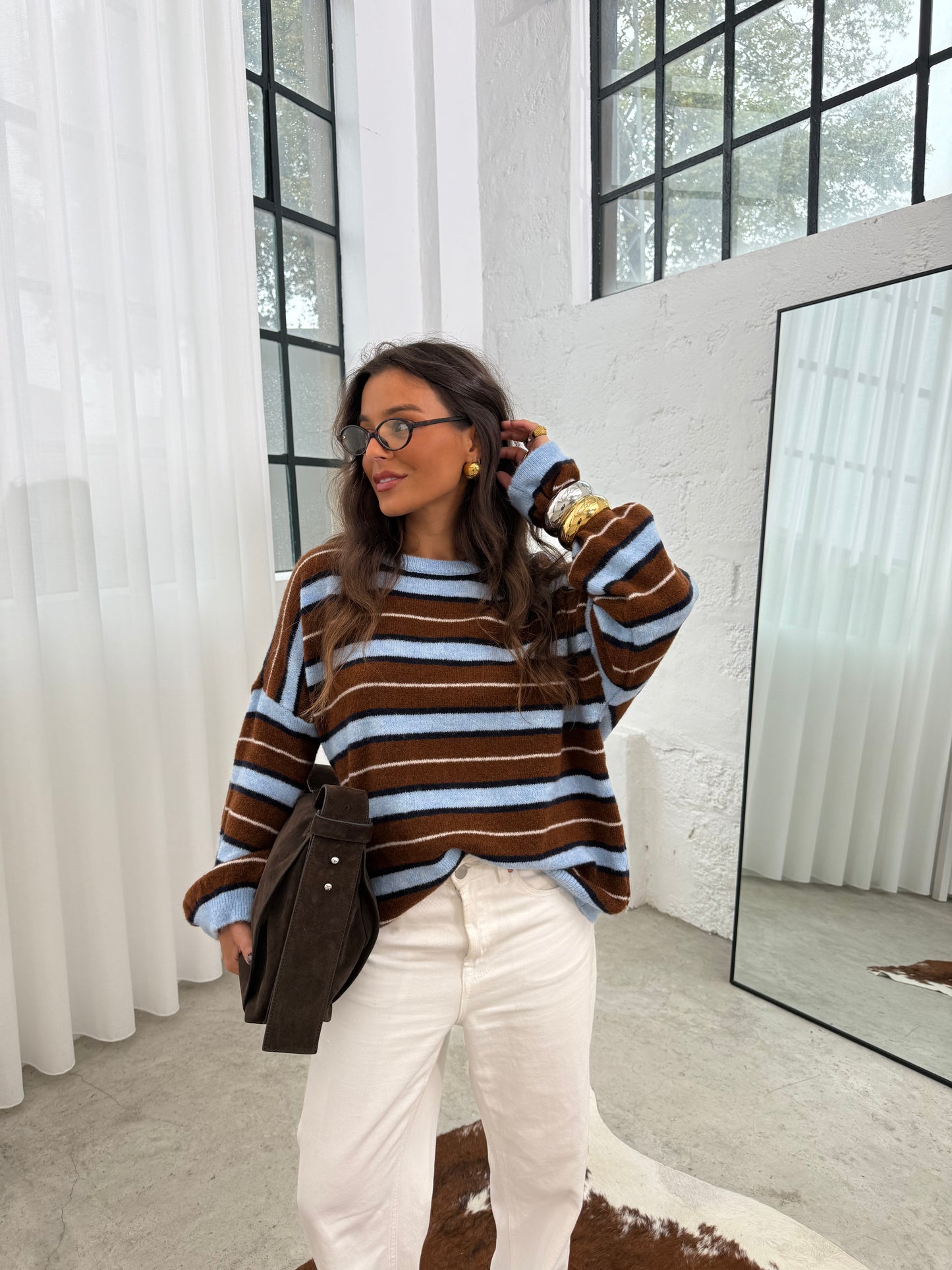 Brownie and Blue Sweater