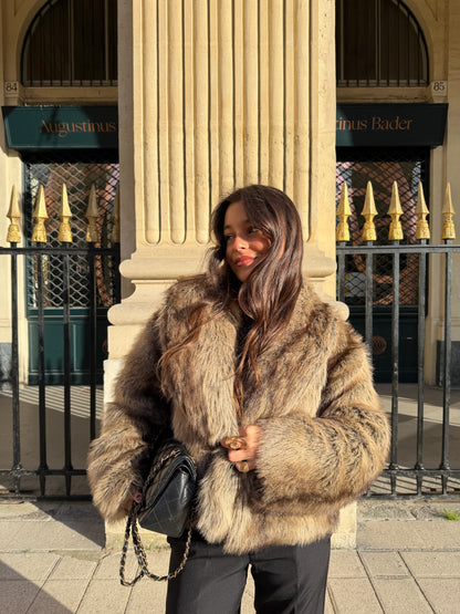 Camille Fur Jacket in Camel and Brown - Shipping 01/12 to 05/12