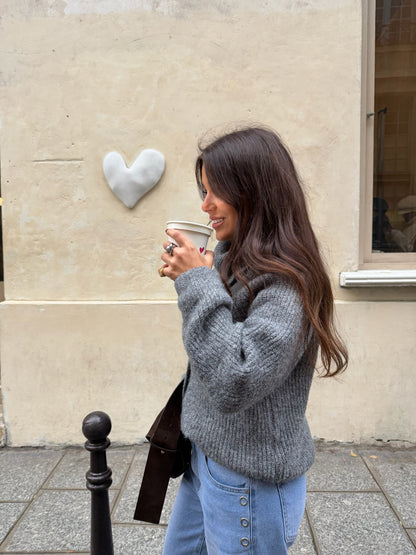 Emma Knit Cardigan In Gray