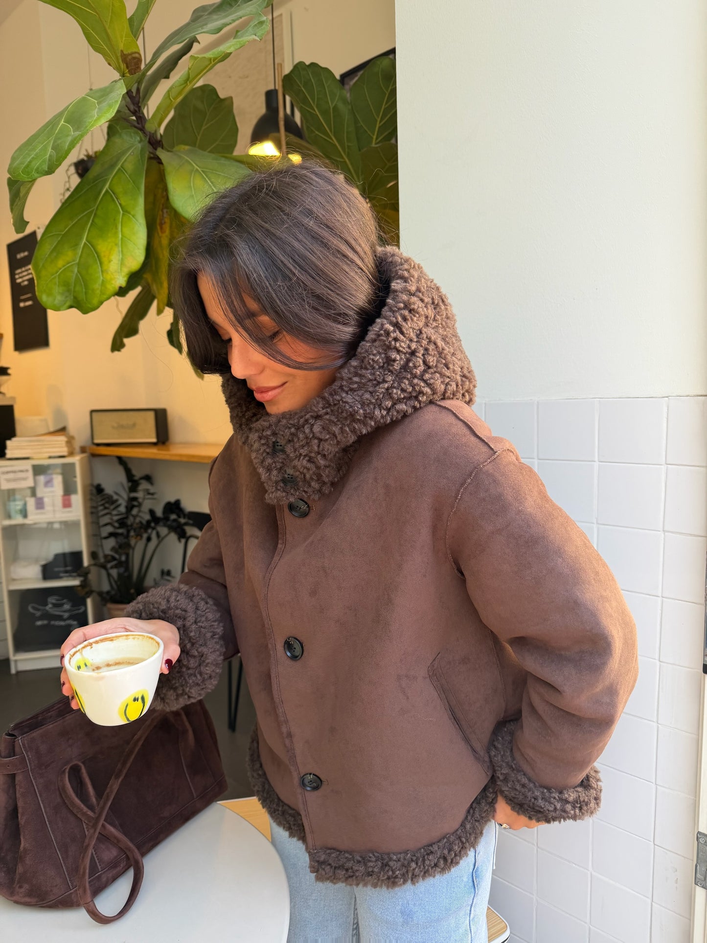 Reversible Fur Jacket in Suede