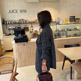 Asymmetrical Blazer in Grey Plaid