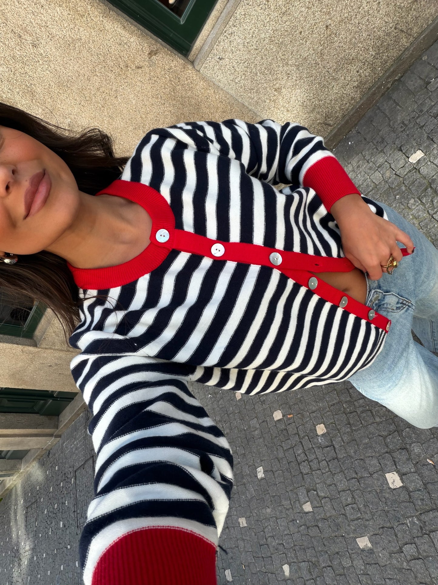 Carol Cardigan With Red Details