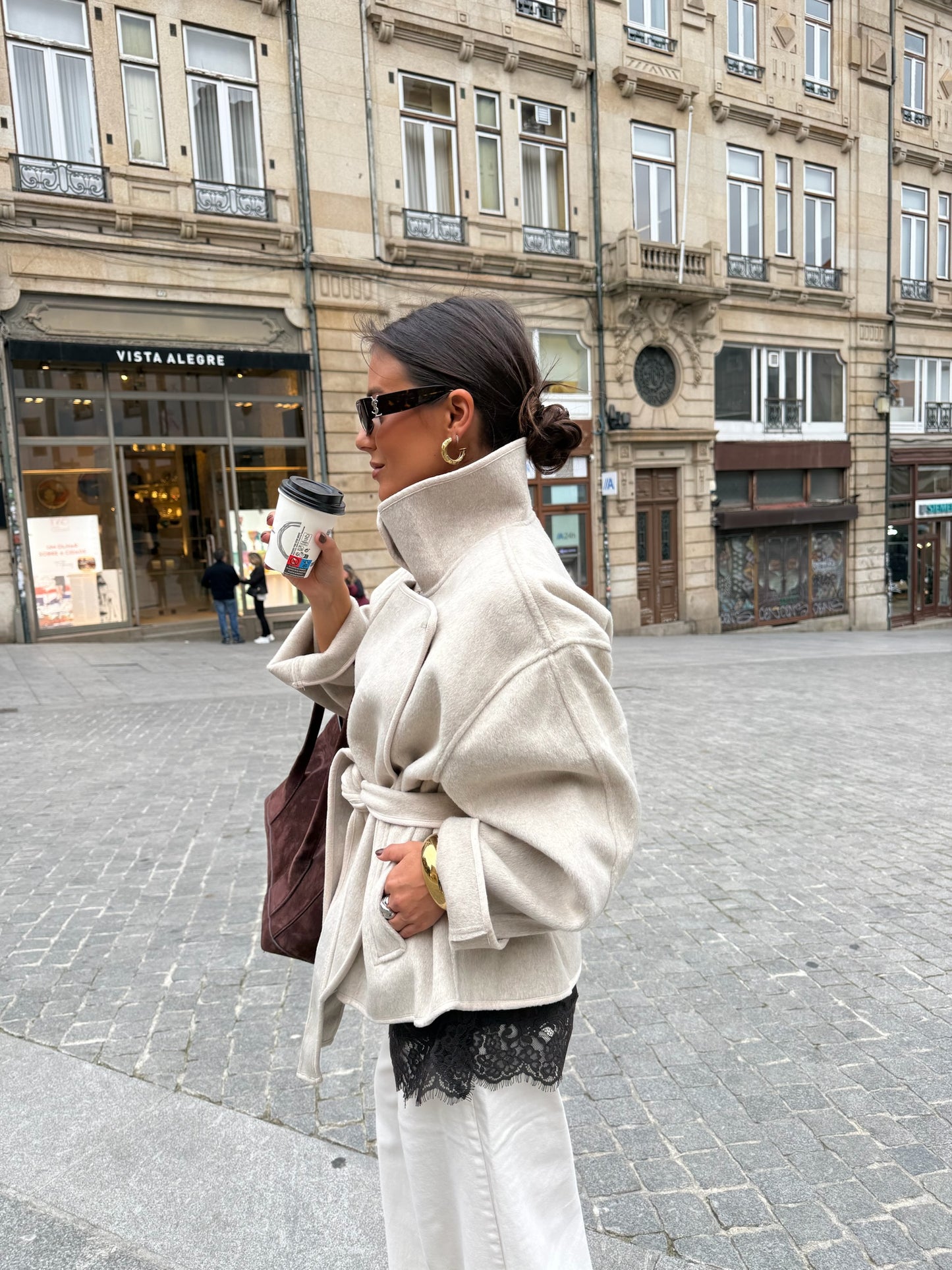 Milano Wool Belted Jacket in Beige - Shipping 15/12 to 19/12