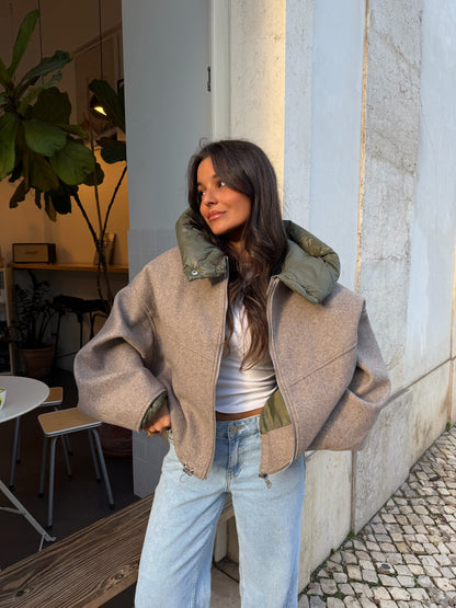 Elise Jacket in Taupe and Green