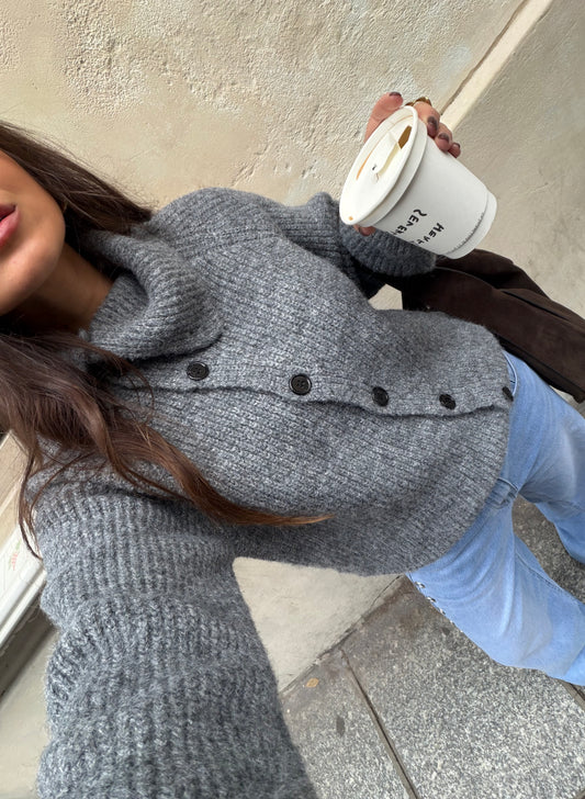 Emma Knit Cardigan In Gray