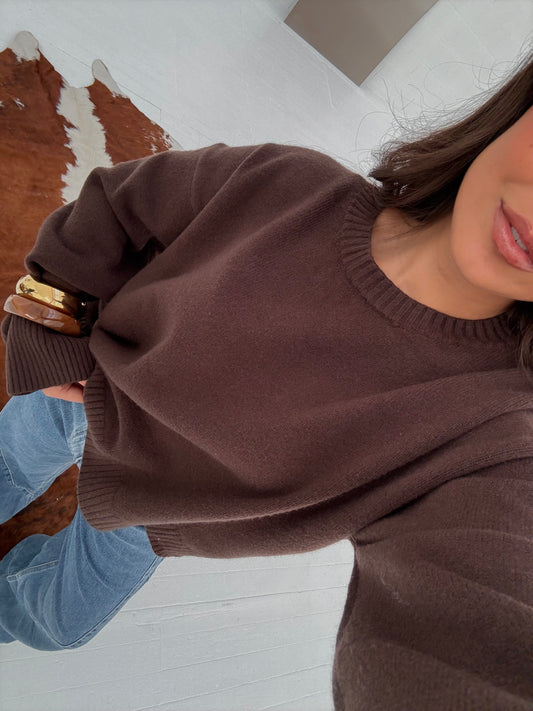 Soft Touch Knit Sweater in Brown