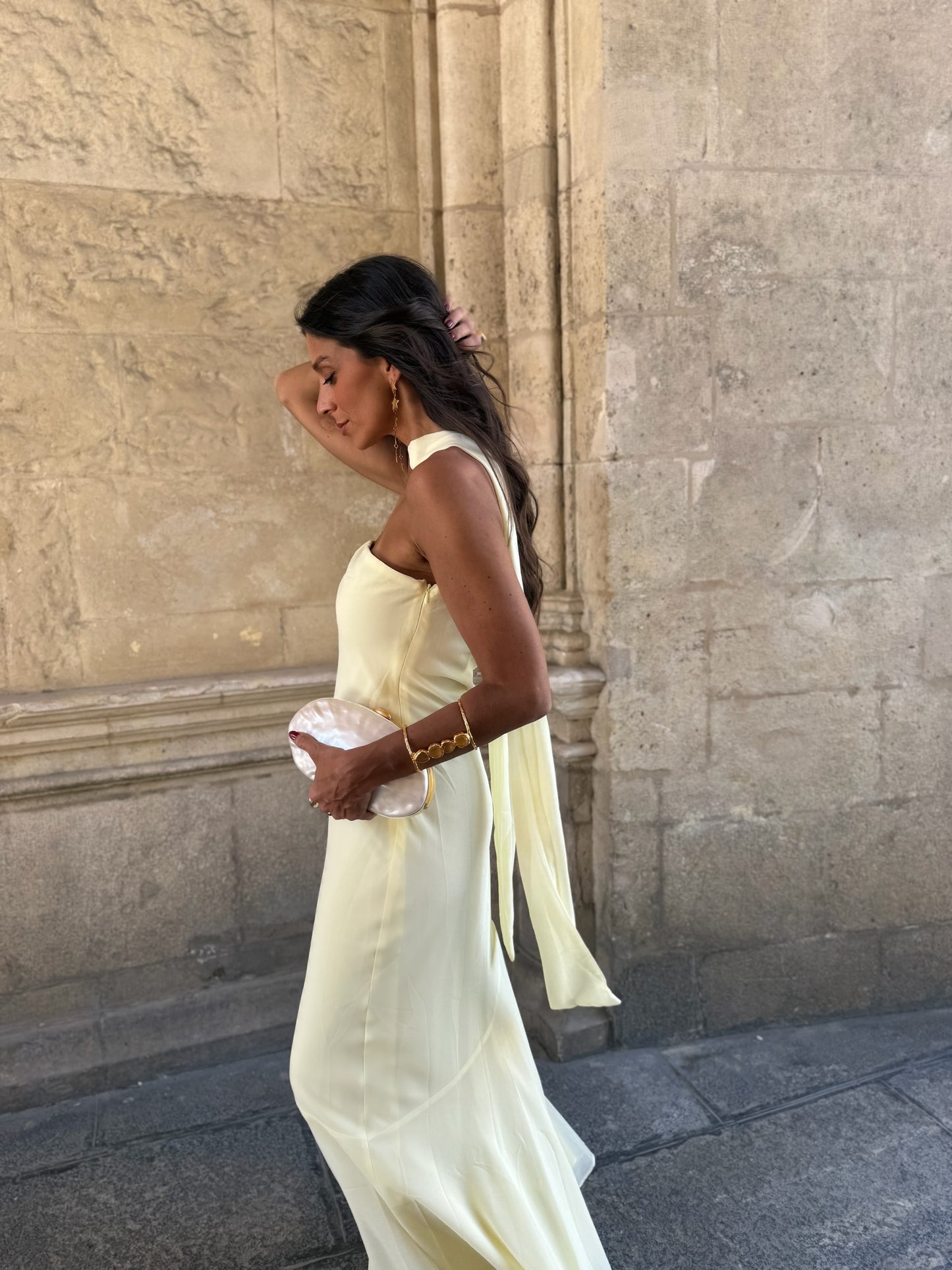 Barcelona Dress in Pastel Yellow