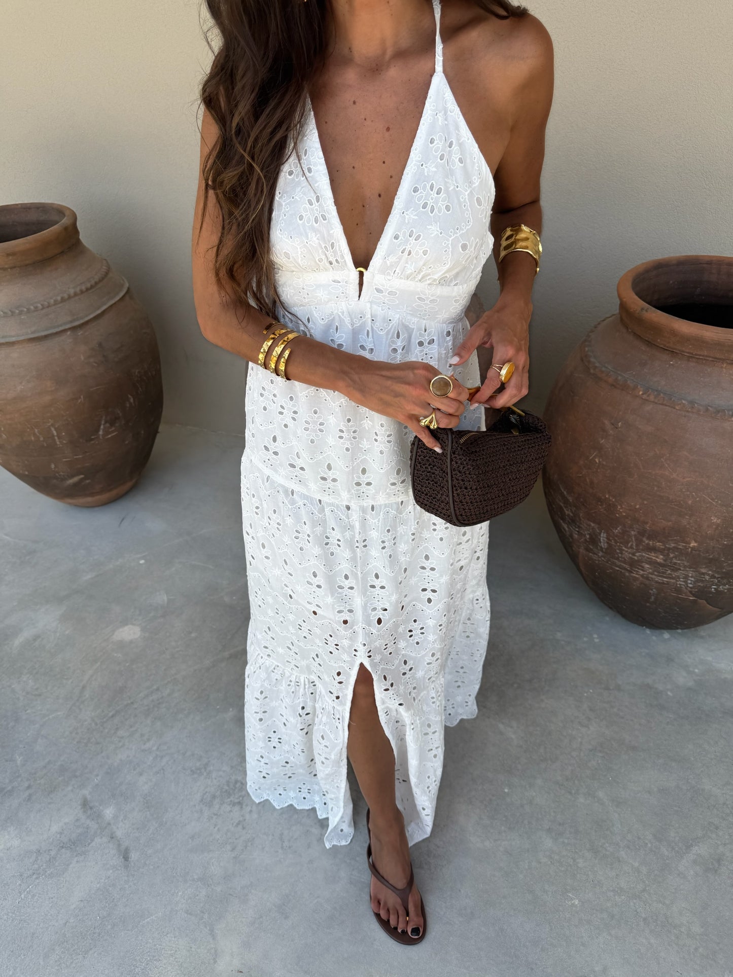 Zakynthos Flower Dress in White
