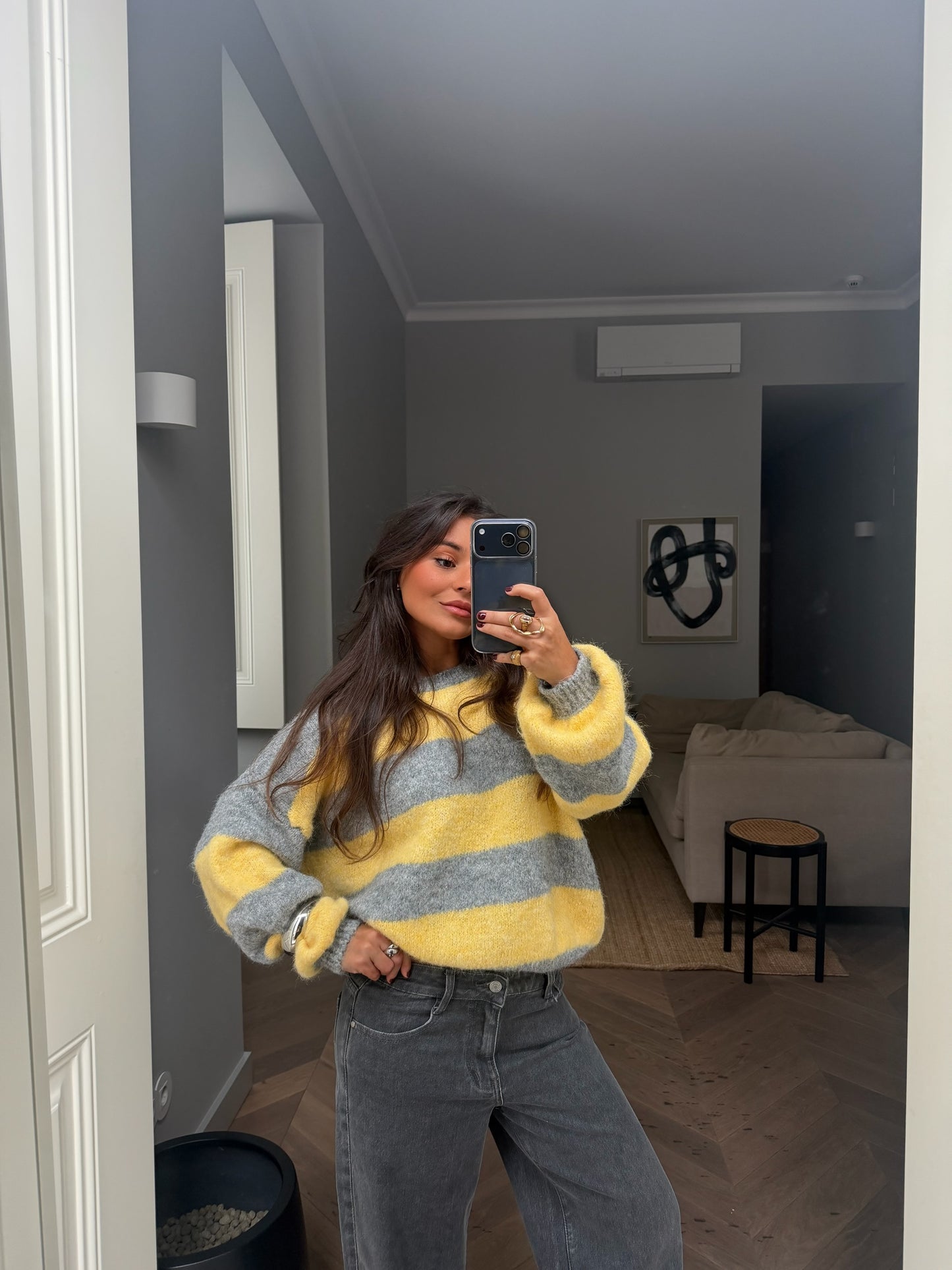 Ami Sweater in Grey and Yellow
