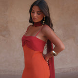 Zahara Dress in Orange and Red