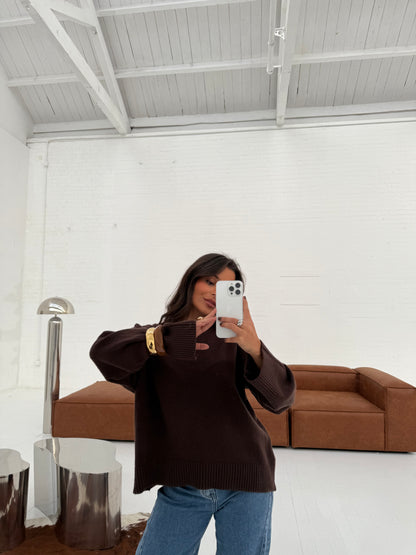 Soft Touch Knit Sweater in Brown