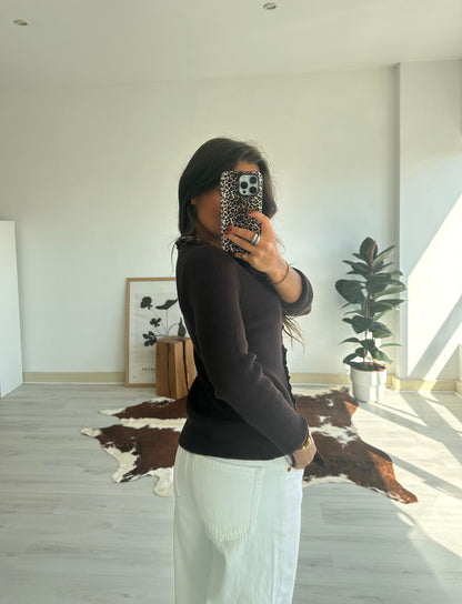 Halo Cardigan in Brown Chocolate - Shipping/Envio 21/03