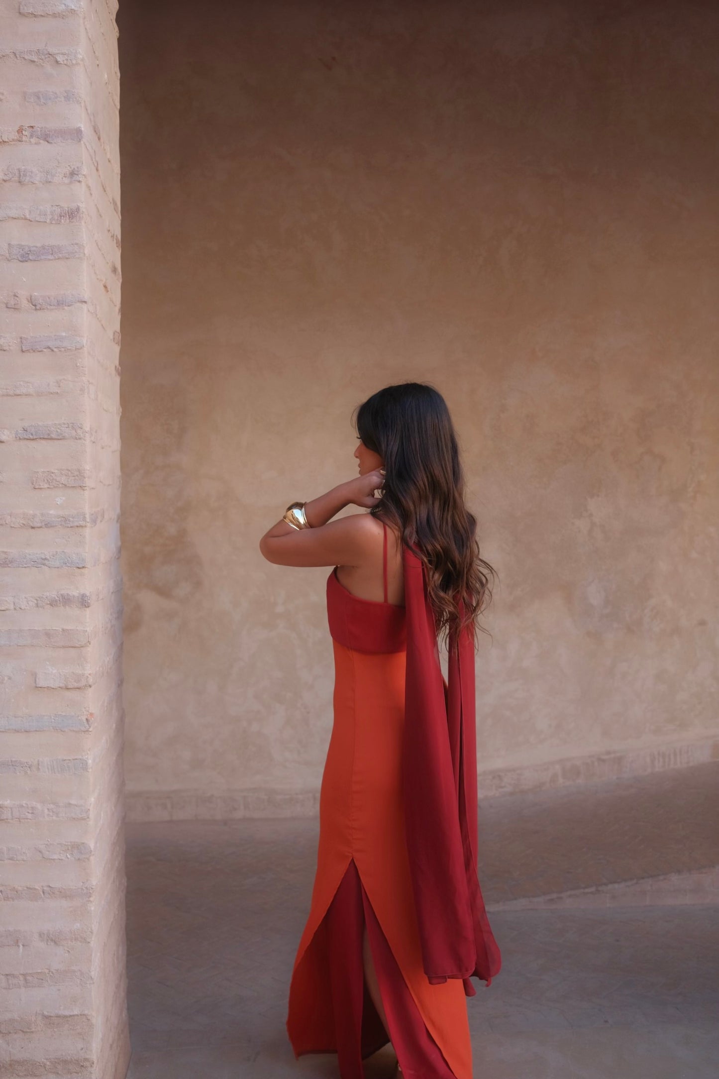 Zahara Dress in Orange and Red - Shipping/Envio 19/06 to 26/06