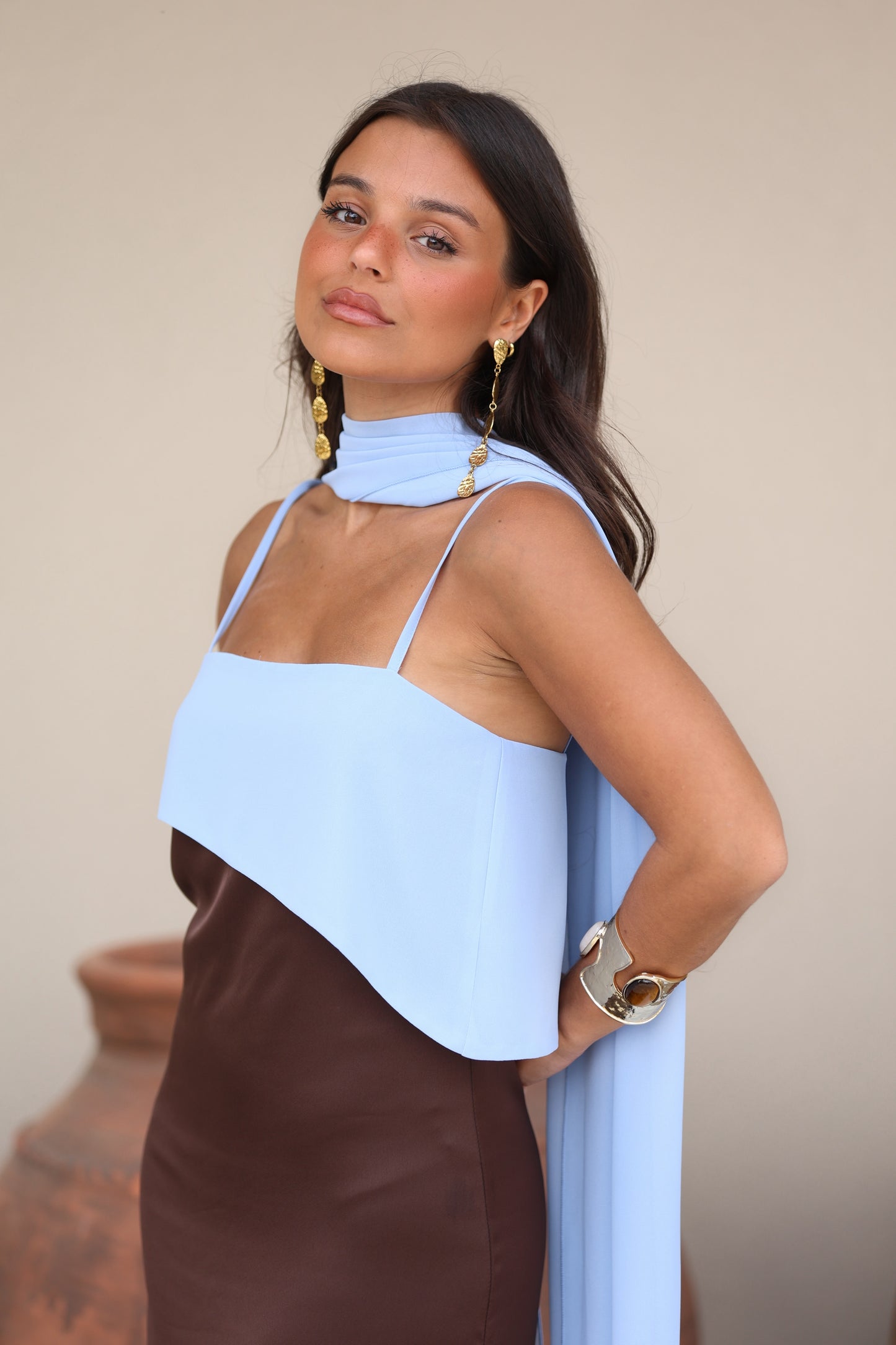 Joanna Dress In Brown and Blue - Shipping/Envio 22/06 to 26/06