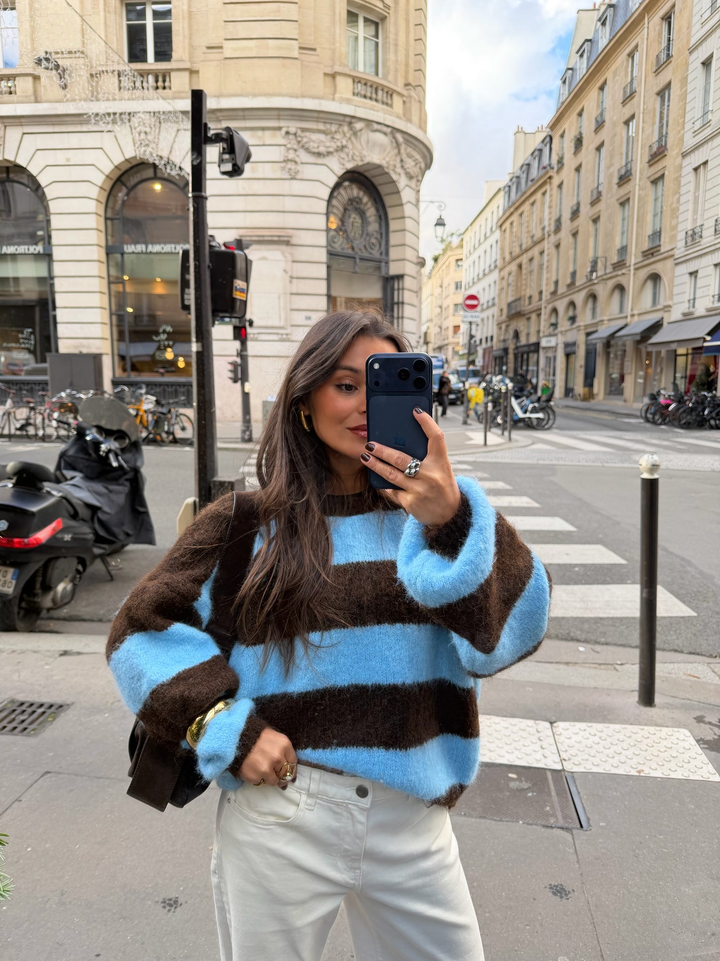 Ami Sweater in Blue and Brown - Shipping 08/12 to 12/12