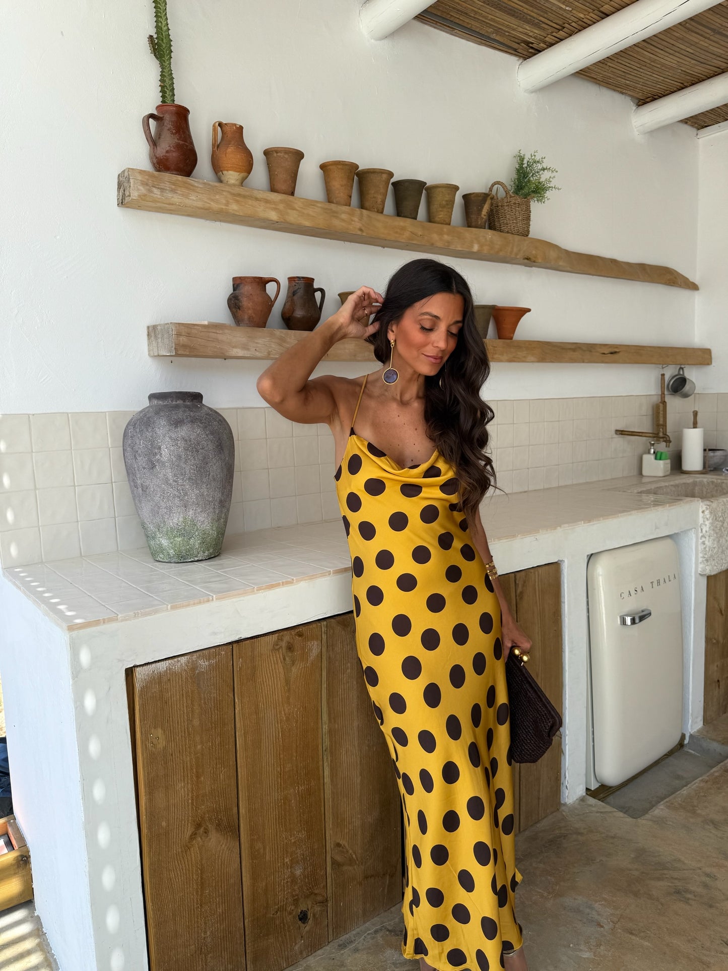 Lola Dress in Yellow and Brown