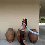 Joanna Dress In Brown and Blue - Shipping/Envio 22/06 to 26/06