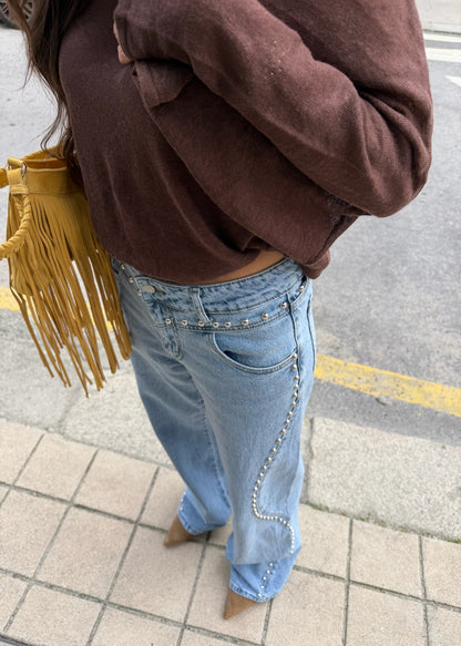 Statement Studded Denim Jeans